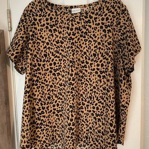 Ava & Viv Cheetah Blouse 2X NWOT